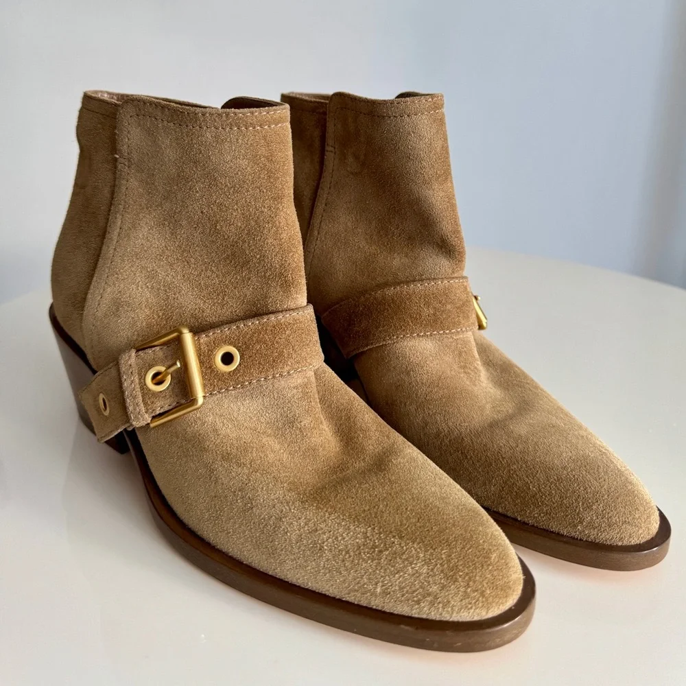 Gianvito Rossi *NEW* Suede Buckle Leather Booties- Size 36.5/ US 6.5 - Picture 2 of 12